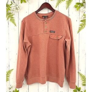 Patagonia Men's Salmon Heathered Pullover Sweatshirt Size L Snap Neck Pocket